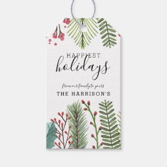 Holiday Foliage Christmas Personalized Gift Tags