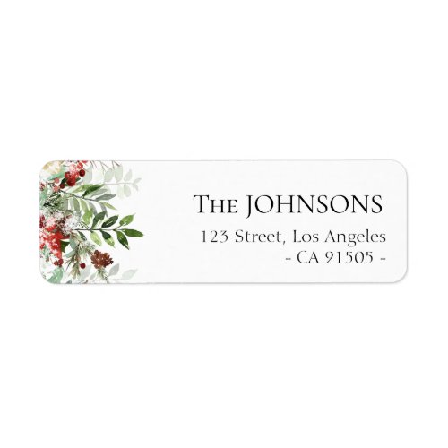 holiday foliage greenery christmas address label