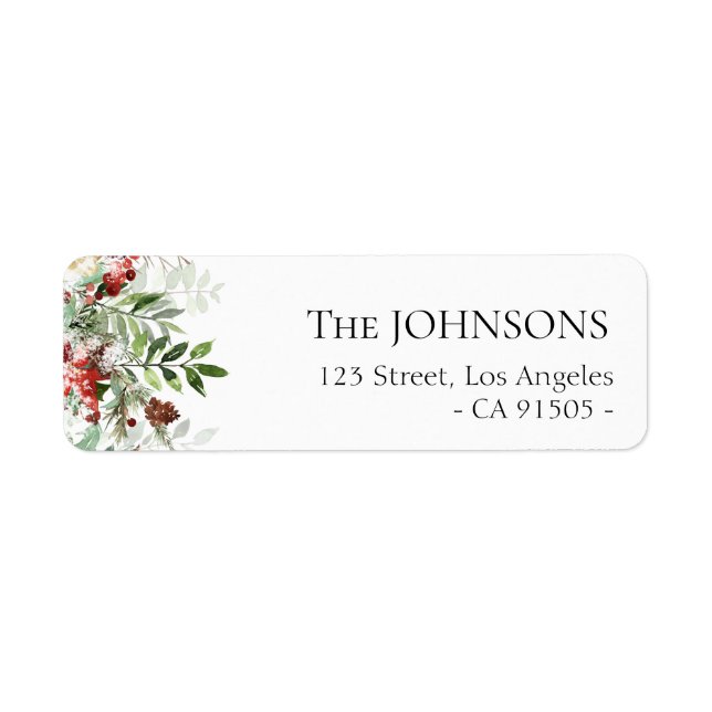 holiday foliage greenery christmas address label (Front)