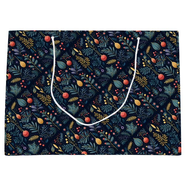 Holiday Foliage Holiday Pattern Large Gift Bag (Front)