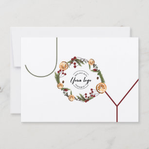 Holiday Foliage holly oranges JOY Custom logo Card