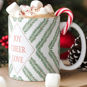 Holiday Foliage Quadrant White and Green Mug