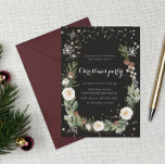 Holiday Foliage Sparkle Christmas Party Invitation<br><div class="desc">Winter floral wreath made of a combination of gentle cream florals and pine foliage coupled with faux gold foil stars and snowflakes. Pair these lovely illustrations with your own photo and script for an amazing holiday card. Fully customizable information and various color options. Check out our store for more items...</div>