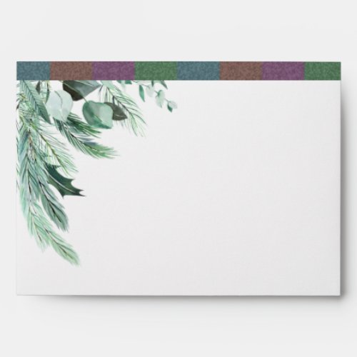 Holiday Foliage Watercolor Modern Design Envelope