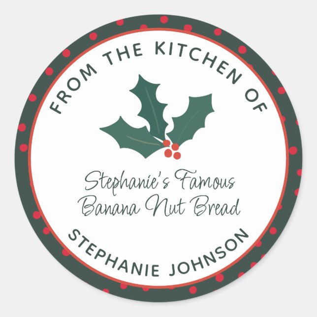 Holiday Food Gift From the Kitchen of  Classic Round Sticker (Front)