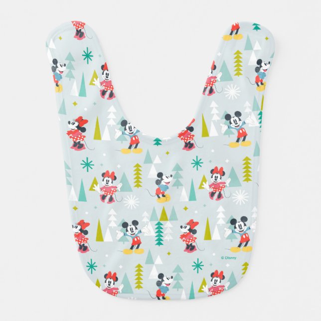 Holiday For All | Mickey & Minnie Christmas Baby Bib (Front)