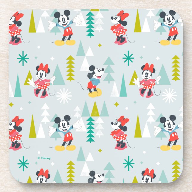 Holiday For All | Mickey & Minnie Christmas Beverage Coaster (Front)