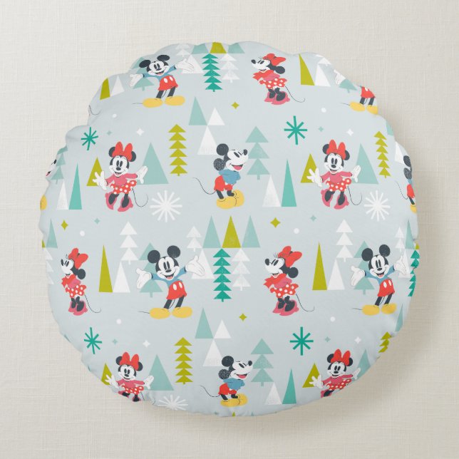 Holiday For All | Mickey & Minnie Christmas Round Pillow (Front)