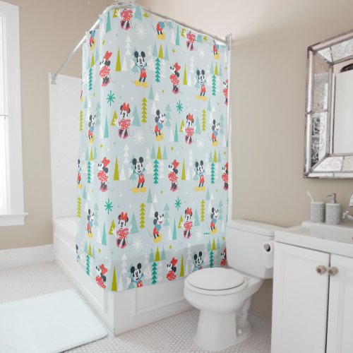 Holiday For All  Mickey  Minnie Christmas Shower Curtain