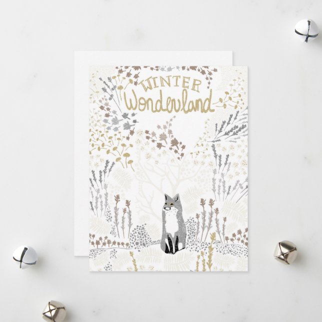 Holiday Fox Winter Wonderland Card (Front/Back In Situ)