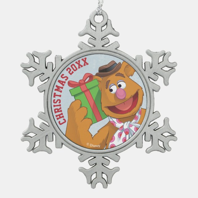 Holiday Fozzie the Bear Snowflake Pewter Christmas Ornament (Front)