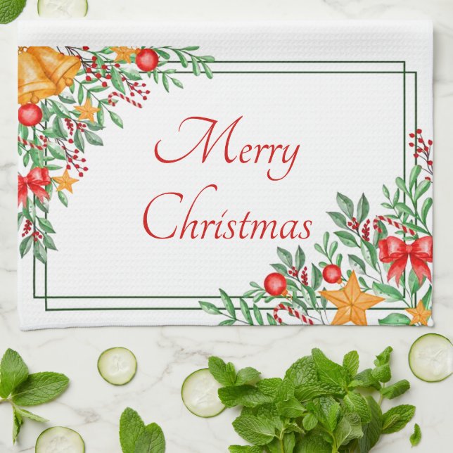 Holiday frame custom kitchen towel (Folded)