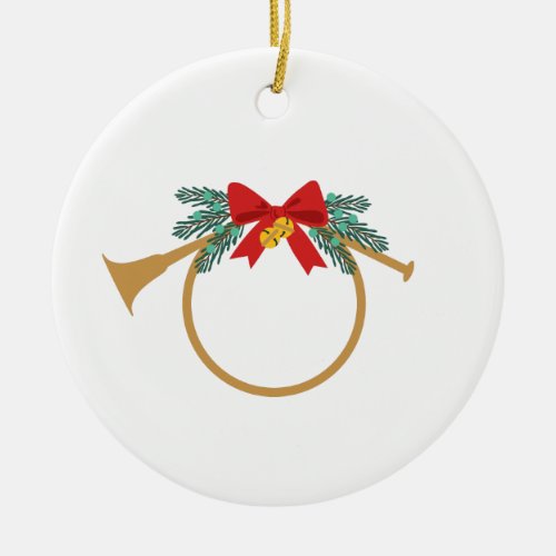 Holiday French Horn Ceramic Ornament