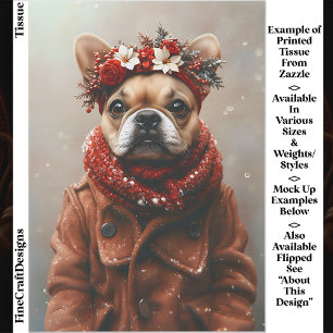 Holiday Frenchie, Floral Headband EE1L Decoupage Tissue Paper