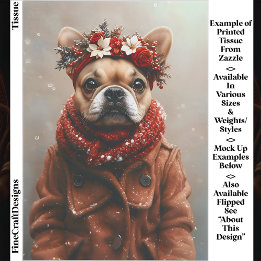 Holiday Frenchie, Floral Headband EE1R Decoupage Tissue Paper
