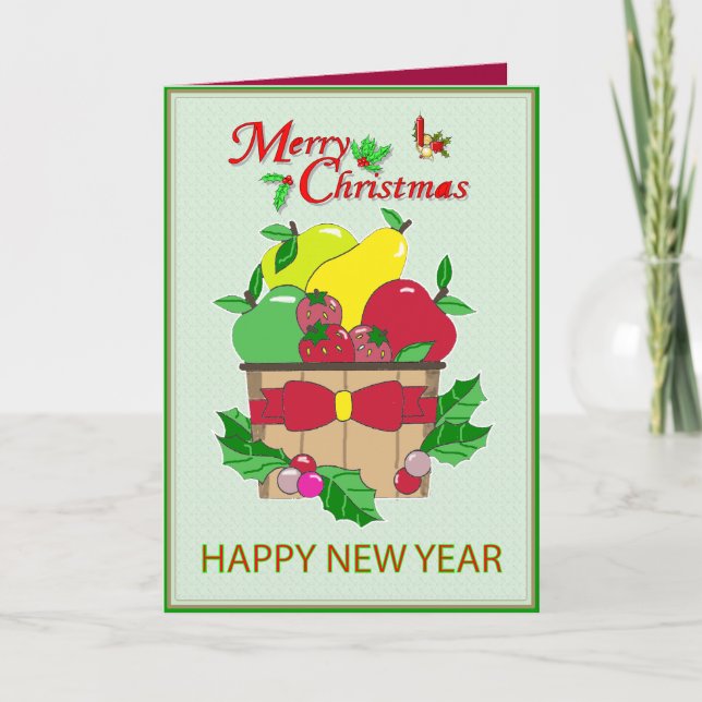 Holiday Fruit Basket Christmas Card (Front)