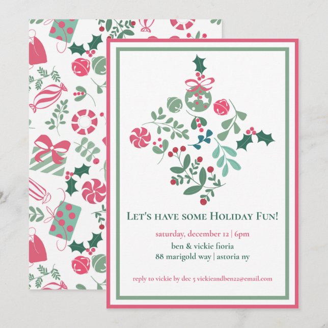 Holiday Fun Christmas Party Invitation (Front/Back)