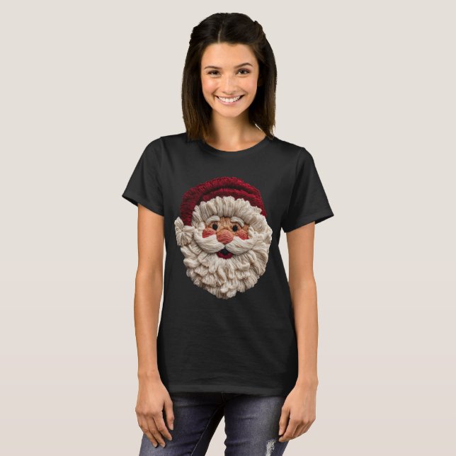 Holiday Fun - Faux Yarn Santa  T-Shirt (Front Full)