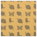 Holiday Garden Golden Leaf Butterfly Bird Yellow Fabric
