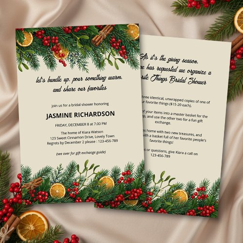 Holiday Garland Favorite Things Bridal Shower Invitation