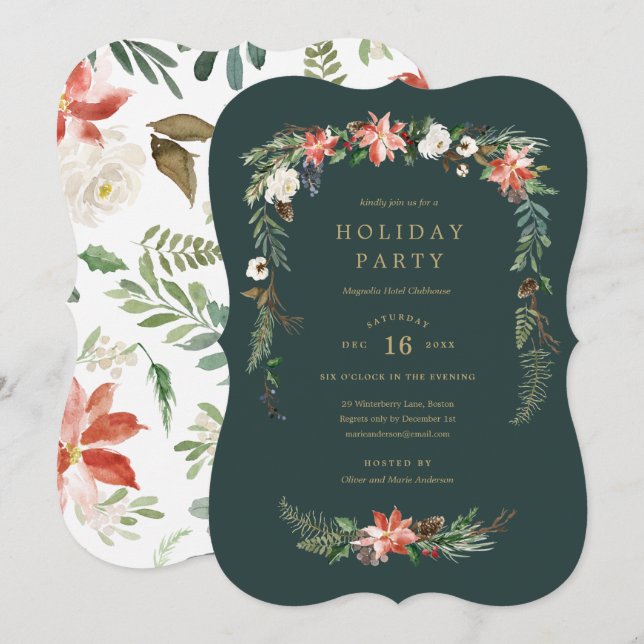 Holiday Garland Party Invitation (Front/Back)