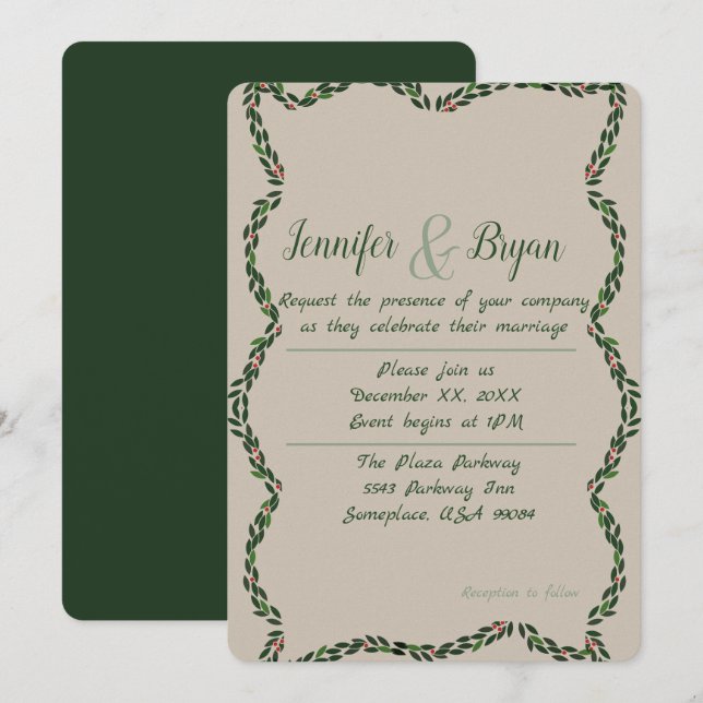 Holiday garland Wedding Invitation (Front/Back)