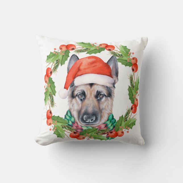 Holiday German Shepherd Pillow (Front)
