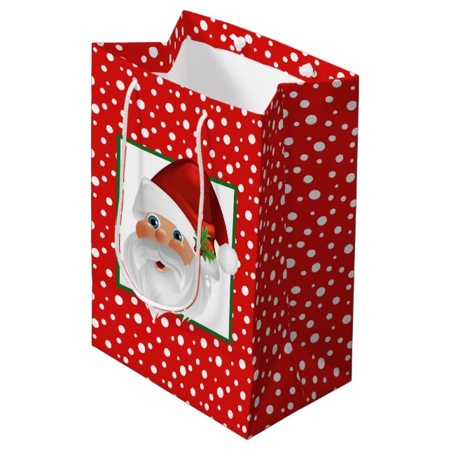 Holiday Gift Bag-Santa Medium Gift Bag (Front Angled)