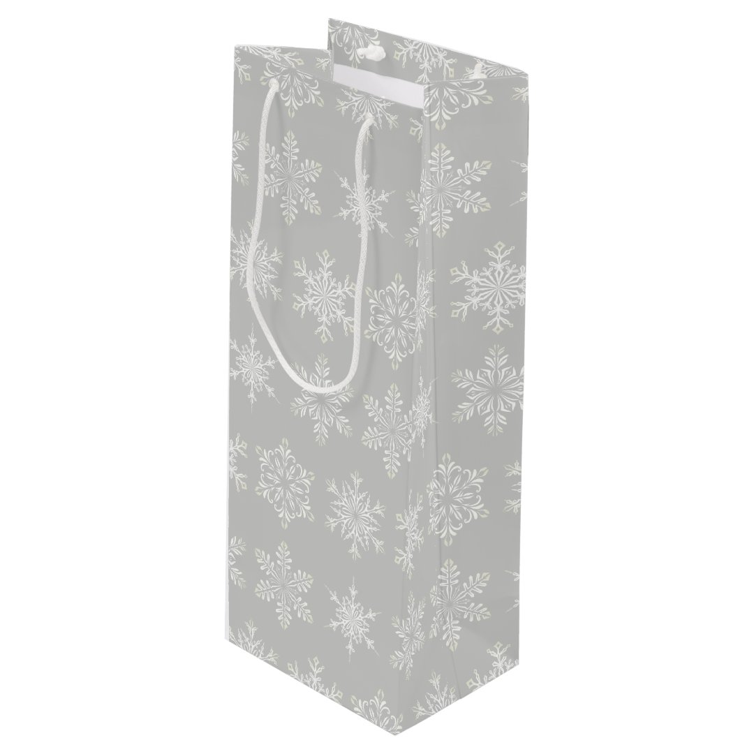 Holiday Gift Bag-Snowflakes Wine Gift Bag | Zazzle