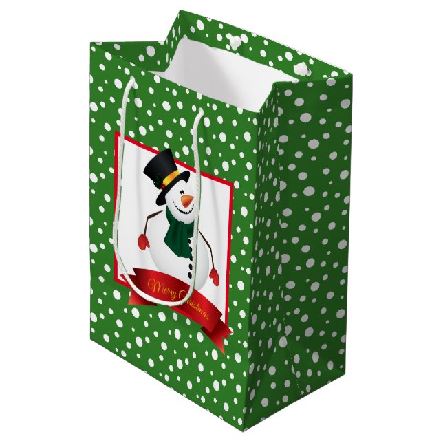 Holiday Gift Bag-Snowman Medium Gift Bag (Front Angled)