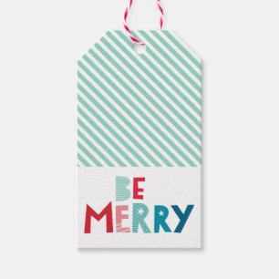 HOLIDAY GIFT be merry fun colorful christmas type Tags