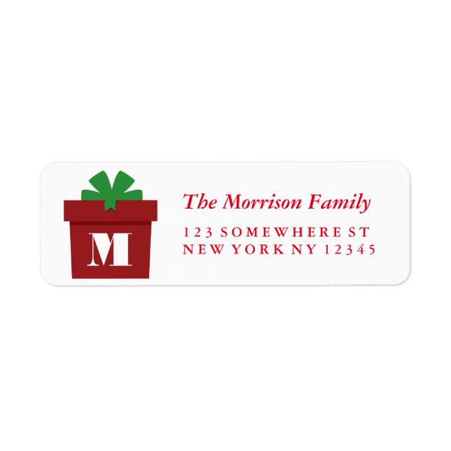 Holiday Gift Box Monogram Label (Front)