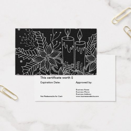 Holiday Gift Card Certificate Simple Black White