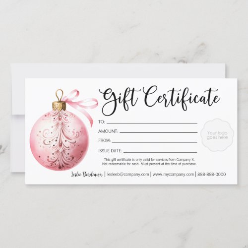 Holiday Gift Certificate