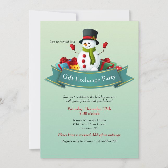 Holiday Gift Exchange Party Invitation (Front)