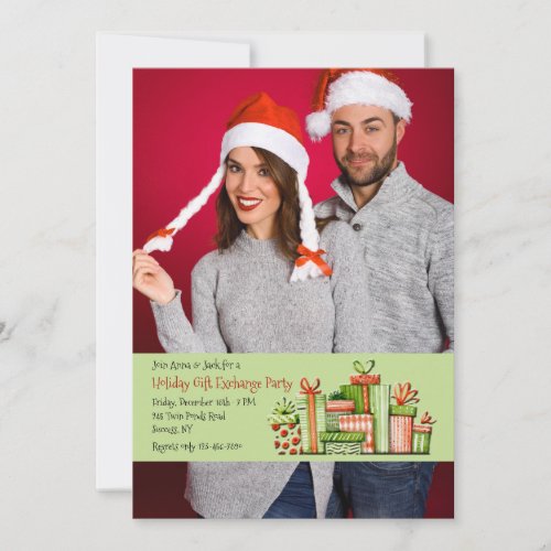 Holiday Gift Exchange Party Photo Invitation