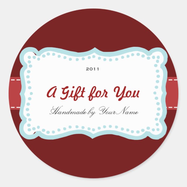Holiday Gift Label in Red & Blue (Front)