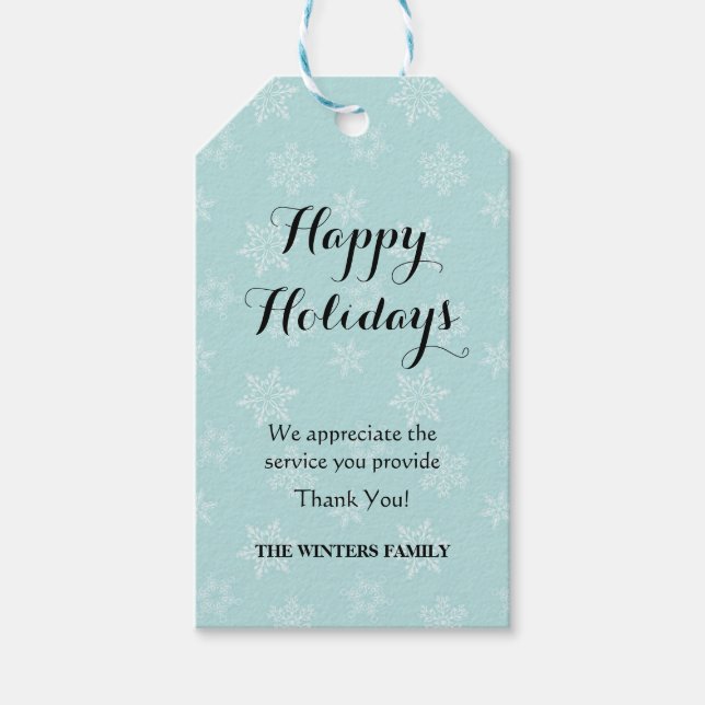 Holiday gift tag for service providers (Front)