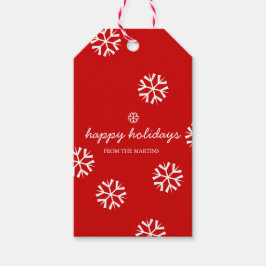 Holiday Gift Tags - happy holidays Snowflakes red