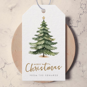 Holiday Gift Tags   Watercolor Christmas Tree Tag