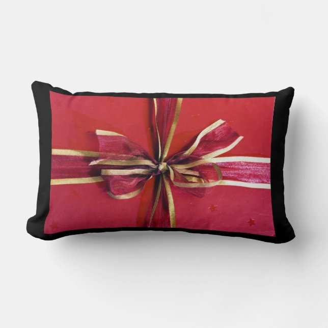 Holiday Gift Wrap and Bows Lumbar Pillow (Front)