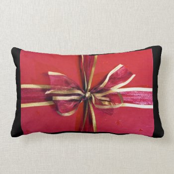 Holiday Gift Wrap And Bows Lumbar Pillow by bonfirechristmas at Zazzle