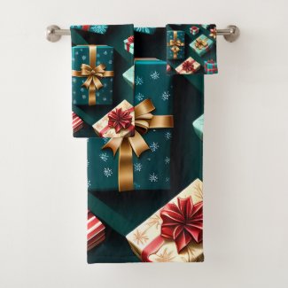 Holiday Gifts Stylish Wrap Gold Blue Red 