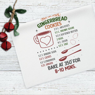 Holiday Gingerbread Cookie Recipe Christmas Kitchen Towel