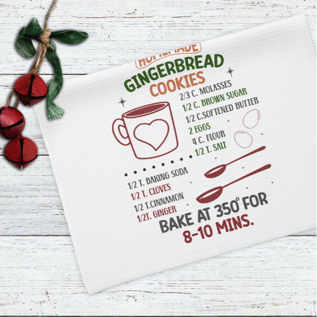 Holiday Gingerbread Cookie Recipe Christmas Kitchen Towel (Creator Uploaded)