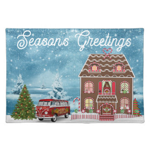 Holiday Gingerbread House Cloth Placemat