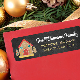 Holiday Gingerbread House Cute Chalkboard Script Label