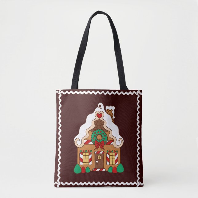 Holiday Gingerbread House Tote Bag (Front)