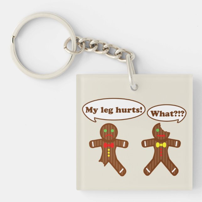 Holiday Gingerbread Humor Keychain (Front)