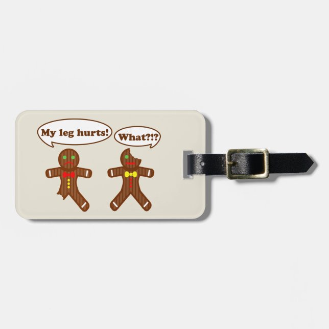 Holiday Gingerbread Humor Luggage Tag (Front Horizontal)